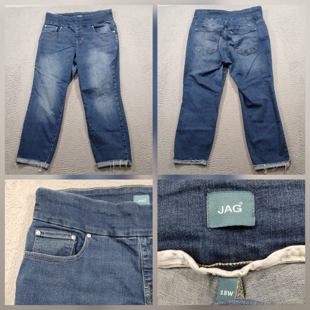 JAG Amelia Slim Ankle Jeans Womens 18W/27 Plus Size Blue Pull On‎ Denim EUC